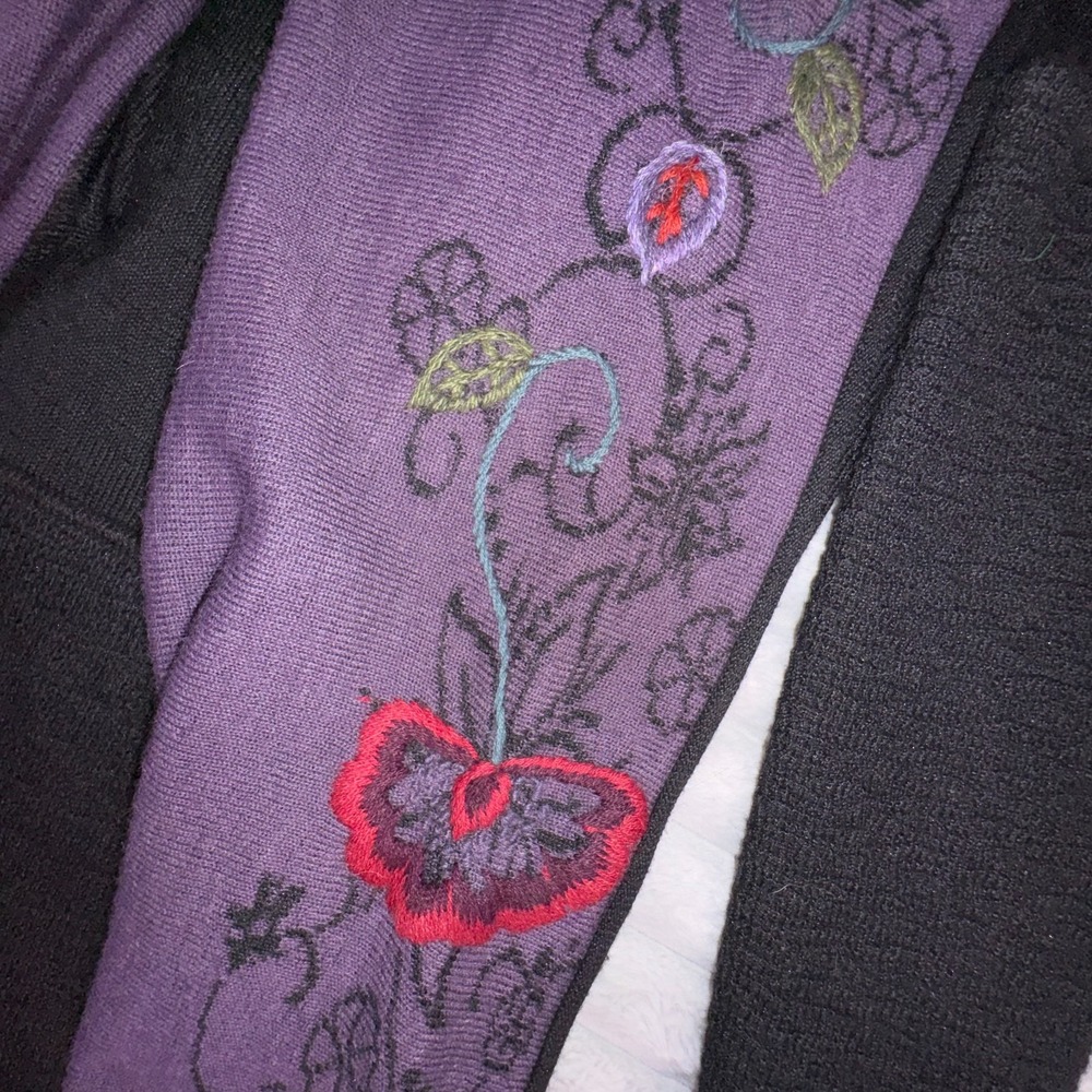 Peruvian‎ Link Alpaca Collection Sweater Womens Large Cardigan Black Floral Knit - Picture 7 of 11